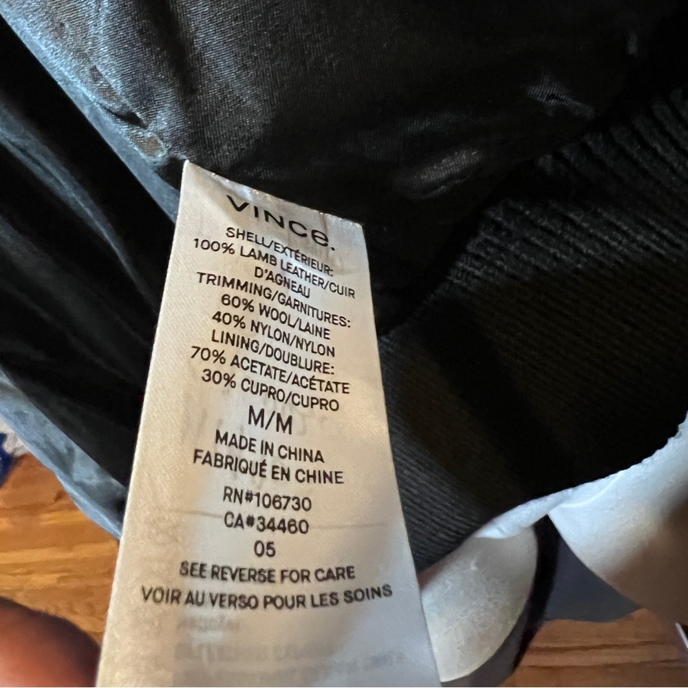 VINCE Men’s Leather Bomber Jacket In Black - Picture 13 of 16